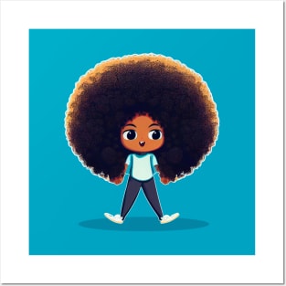 Adorable Kid With a Huge Afro Posters and Art